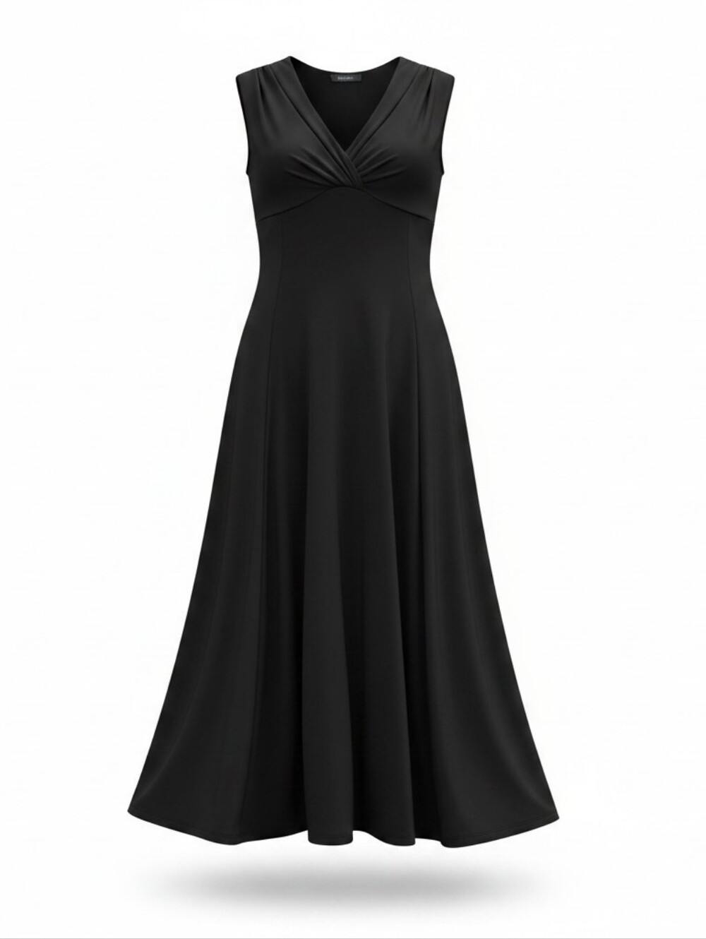 Chaps Black Maxi Dress with Draped V-Neck